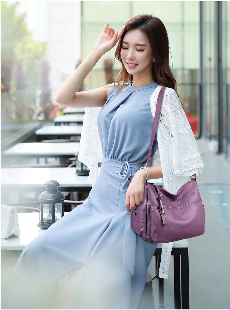 Middle-aged And Elderly Women's Bag Soft Leather Fashion Portable Mother Bag