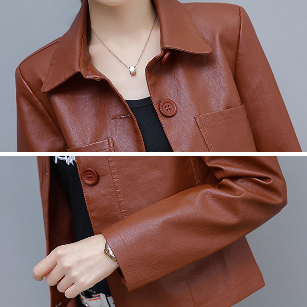 Korean Casual Slim-fit Motorcycle PU Leather Jacket