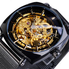 European And American Style Men'S Fashion Casual Openwork Mesh Belt Automatic Mechanical Watch