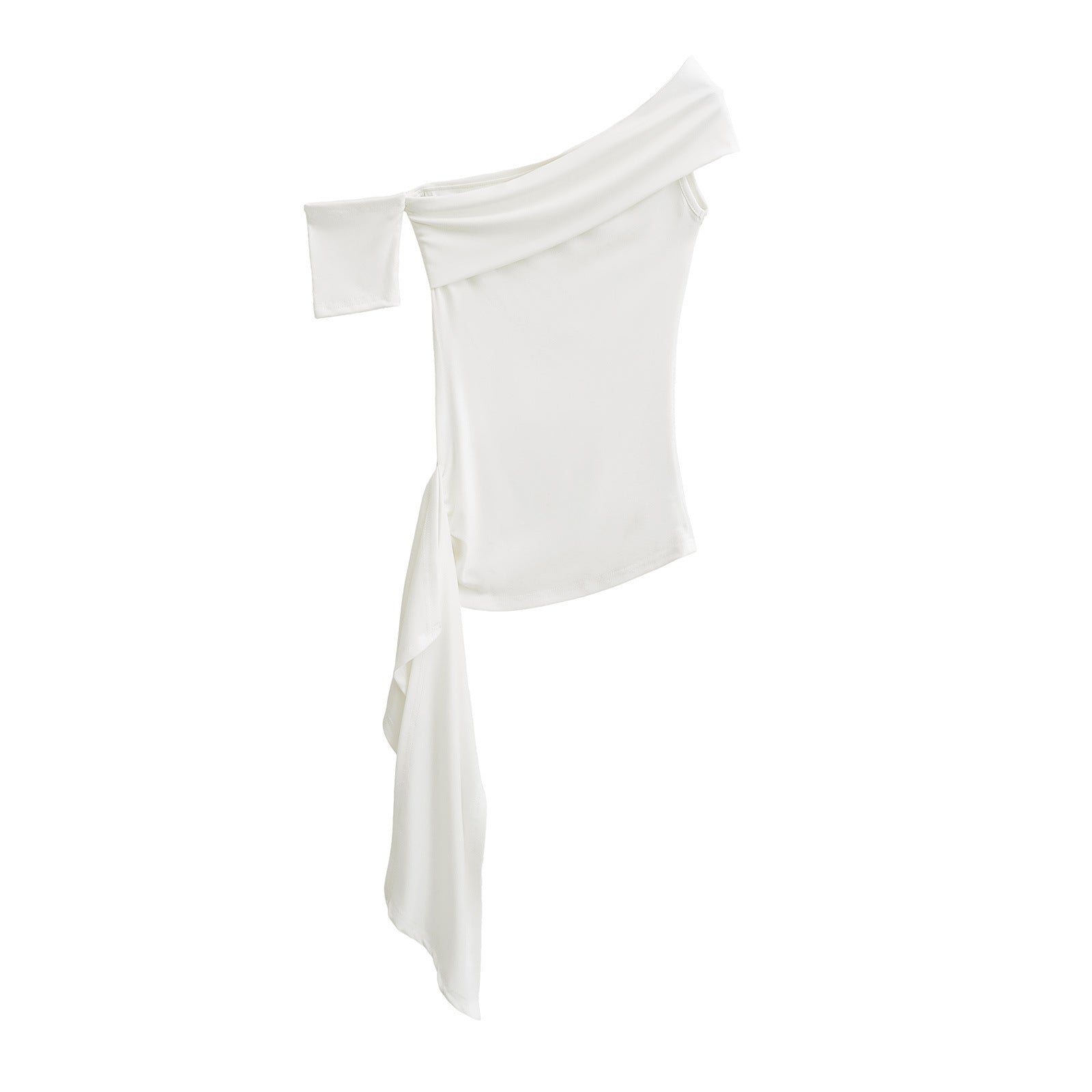 Pure Desire Ribbon Off-shoulder Tube Women's Elastic Slim-fit Asymmetric Top