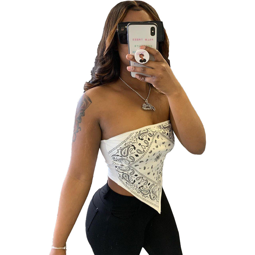 Printed bra bandanna top