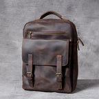 Retro Crazy Horse Leather Handmade First Layer Cowhide Backpack Schoolbags Travel Bag