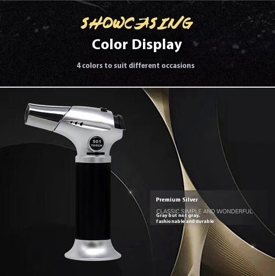 Inflatable Windproof Torch Lighter Outdoor Barbecue Point Carbon Flame Gun Household Kitchen