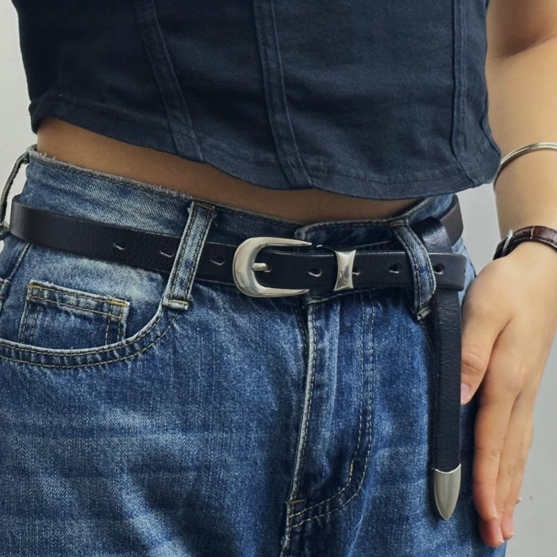 Trendy Versatile Personality Retro 18cm Leather Belt