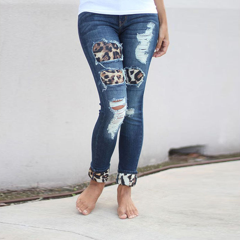 Ladies Cropped Jeans With Hand-Worn Stickers