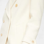 Lapel Double Breasted Elegant Mid-length Women's White Coat Elegant Overcoat