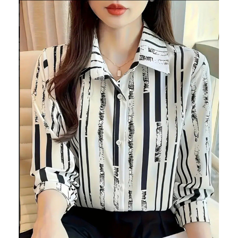 Fashion Casual Shirt Digital Printing Lapel Long Sleeve Shirt